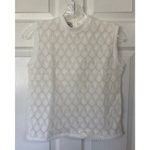 Vintage Sears 60s/70s Cream Pointelle Knit Top Medium Japan Retro Chic Classic